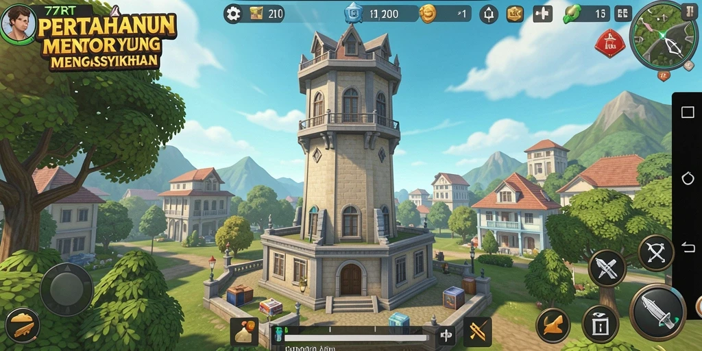 Tampilan gameplay seru dalam permainan Tower Defense 77RT.