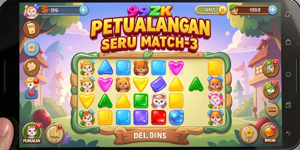 Tampilan gameplay seru dari game Match-3 99ZK.