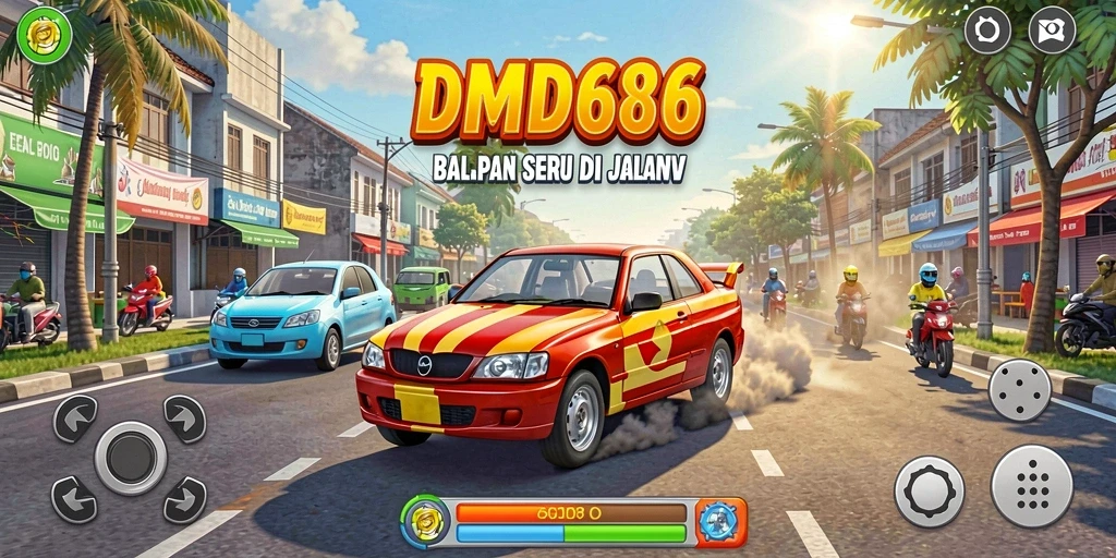Gameplay menegangkan di lintasan balap DMD686.