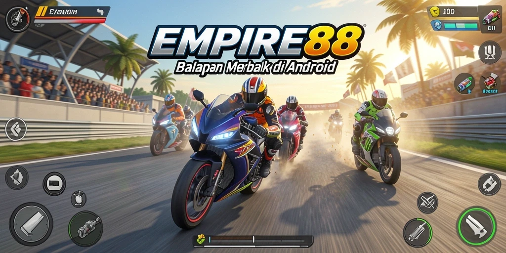 Tampilan gameplay seru dari game balapan motor EMPIRE88.