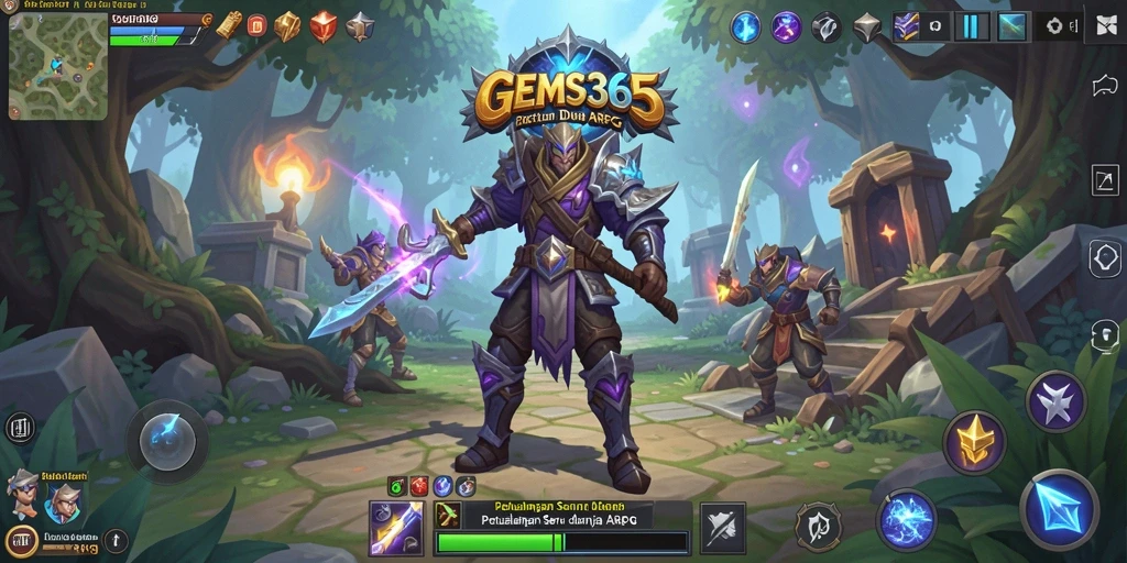 Tampilan menarik dari gameplay GEMS365 dengan pertarungan seru.