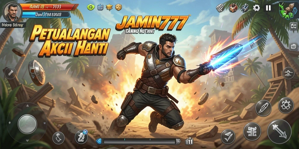 Tangkapan layar utama menunjukkan aksi seru dalam permainan JAMIN777.