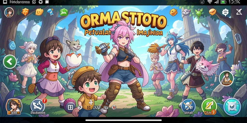 Screenshot gameplay ORMASSTOTO yang menunjukkan pertarungan karakter anime.