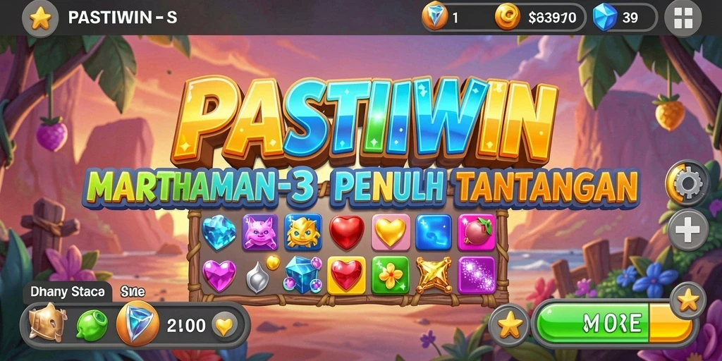 Screenshot utama PASTIWIN menampilkan aksi gameplay Match-3 yang seru.