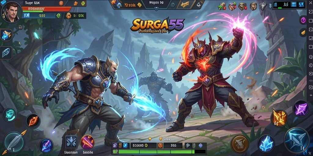 Tampilan gameplay SURGA55 yang seru dan penuh aksi.