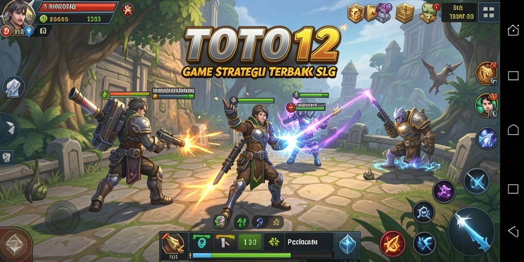 Screenshot gameplay TOTO12 yang menunjukkan pertempuran strategi.