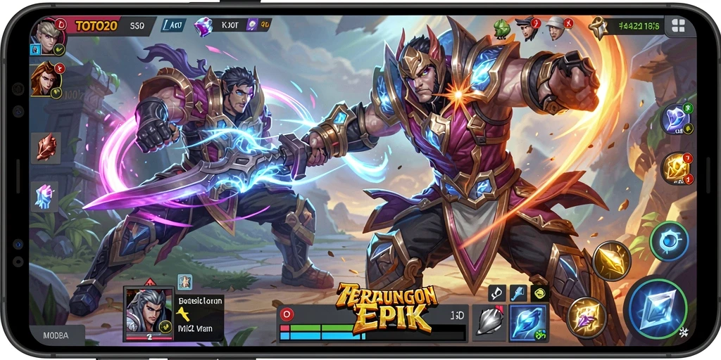Tampilan menarik dari gameplay seru TOTO20 dalam pertarungan MOBA.