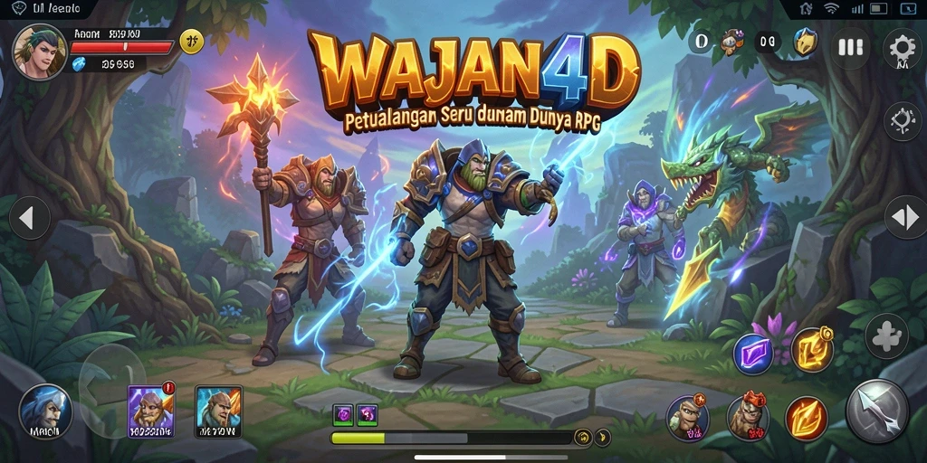 Tampilan gameplay menarik dari WAJAN4D dengan karakter dan pertempuran epik.
